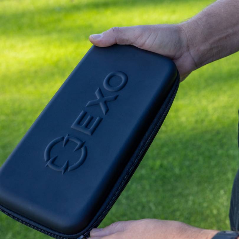 EXO golf glove case - closed with hard cover EVA and EXO logo 