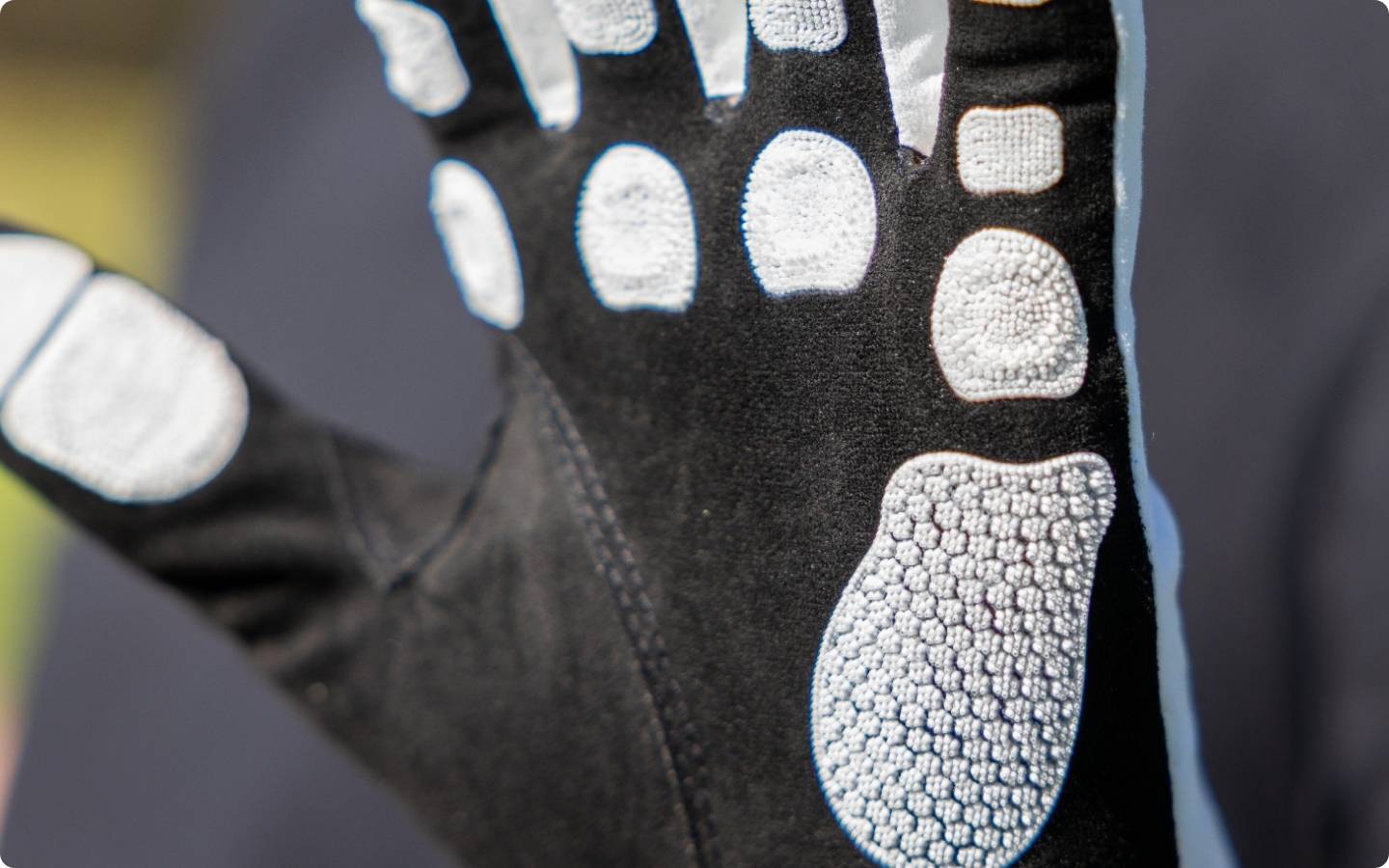 Close up of the palm of the EXO golf glove with white nanocells